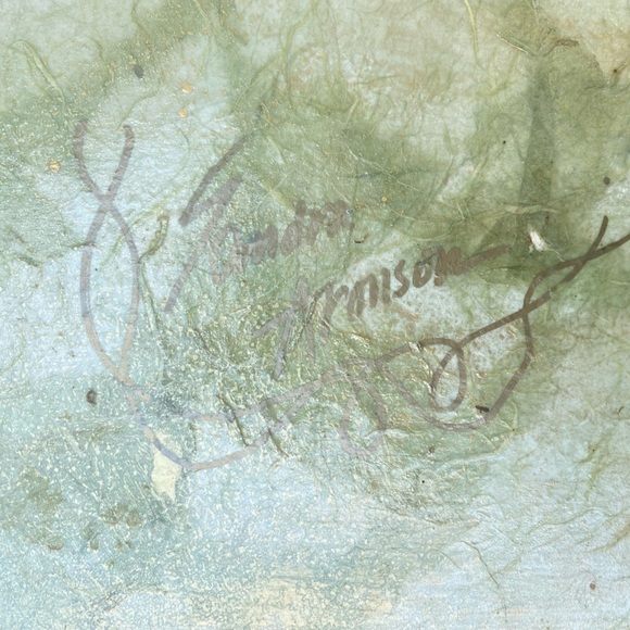 Artisan made table tray signed romantic floral print deco page effect 10 x 30 in - Picture 4 of 4